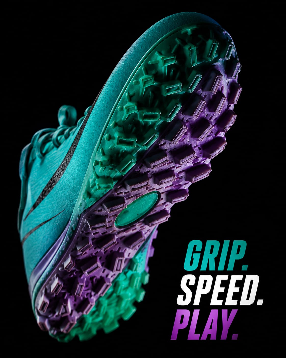 Nike Mercurial-Style Turf Football Shoes – Black & Cyan